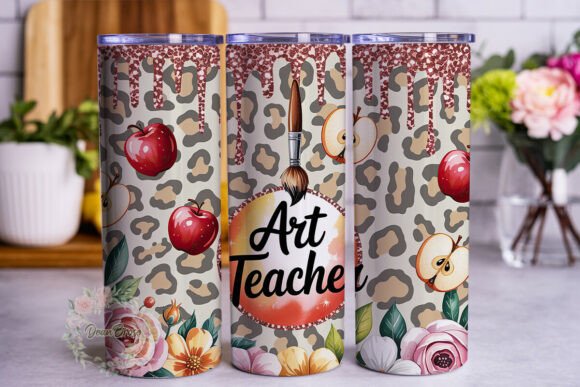 Art Teacher Leopard Glitter 20oz Tumbler Graphics