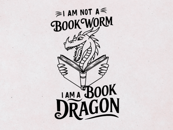 Book Dragon Reading SVG Graphics for T-Shirt Designs