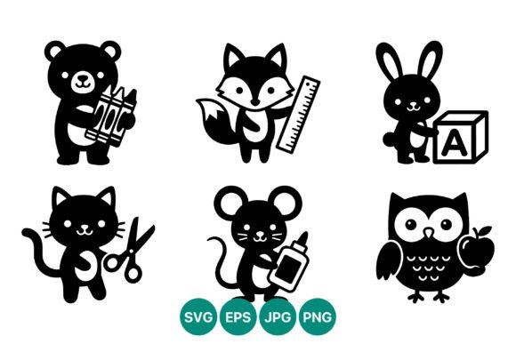 Cute Animals with School Supplies Vector Review for Real Projects