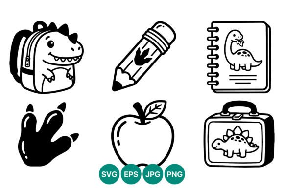 Dinosaur Backpack and School Supplies Graphics