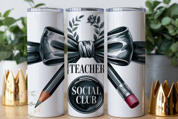 Elegant Teacher Bow 20oz Tumbler Wrap Graphics