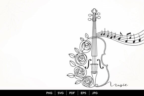 Elegant Violin Rose Music SVG