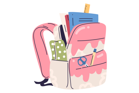 Full Backpack with School Supplies. Open — A Versatile Graphic Design Asset