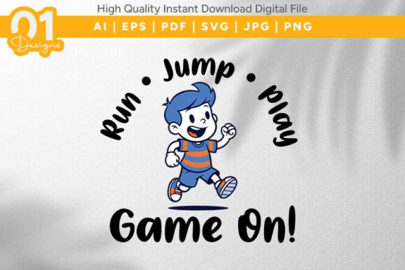 Game on Run Jump Play Kids SVG