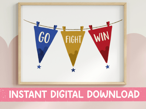 Go Fight Win Pennant Banner SVG: Graphics for T-Shirt Designs