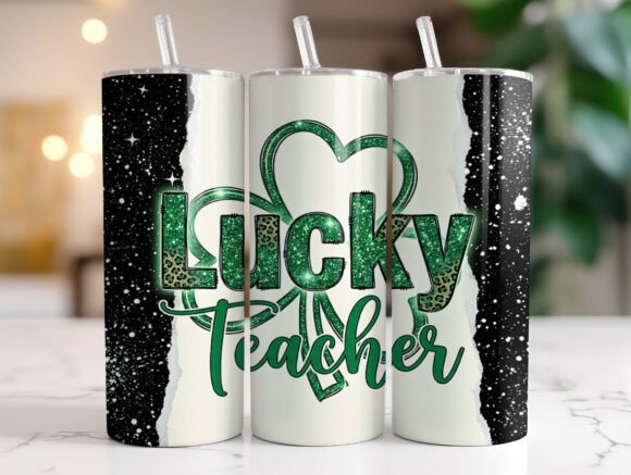 Green Leopard Teacher Clover Tumbler PNG Graphics