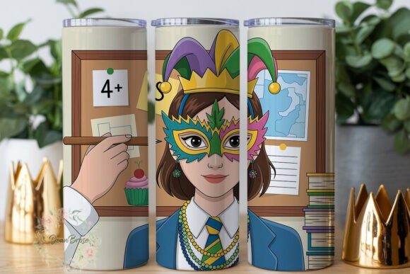 Mardi Gras Teacher Tumbler Wrap: A Vibrant Graphic Asset for Creative Projects