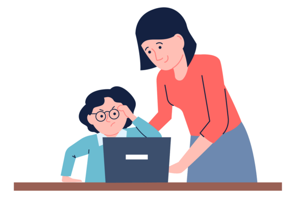 Mother Help Kid with School Study Color: A Graphic Asset Review for Crafters