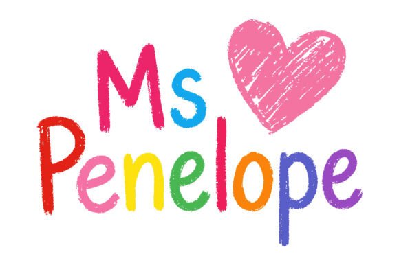 Ms Penelope Colorful Teacher Heart