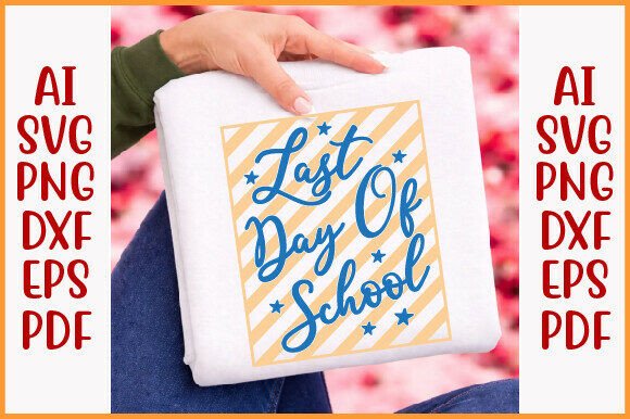 Neon Striped Last Day School PNG Graphics