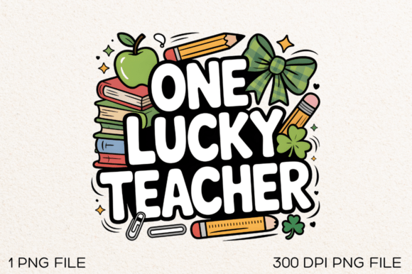 One Lucky Teacher PNG Design for Graphics and T-Shirt Designs