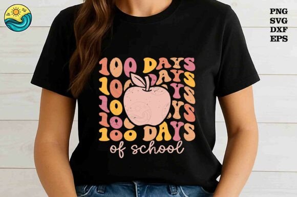 Retro Apple 100th Day Shirt Design Svg