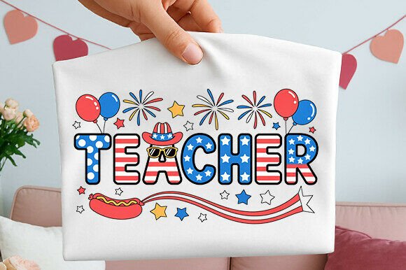 Retro Teacher 4th July Png
