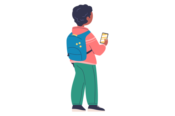 School Kid Back View: Graphics for Modern Branding