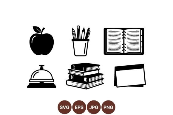 School Supplies Icon Vector Set: Graphics for Local Branding