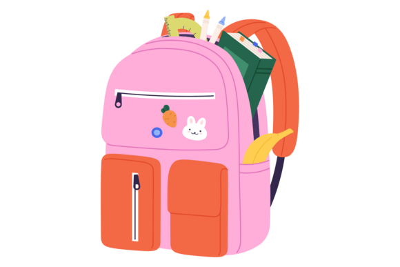 School Supplies in Pink Backpack – A Versatile Graphic Asset for Handmade Creations