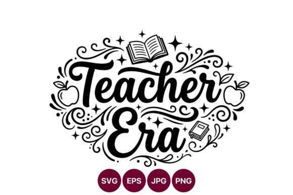 Teacher Era Black and White Lettering Embroidery Design Review