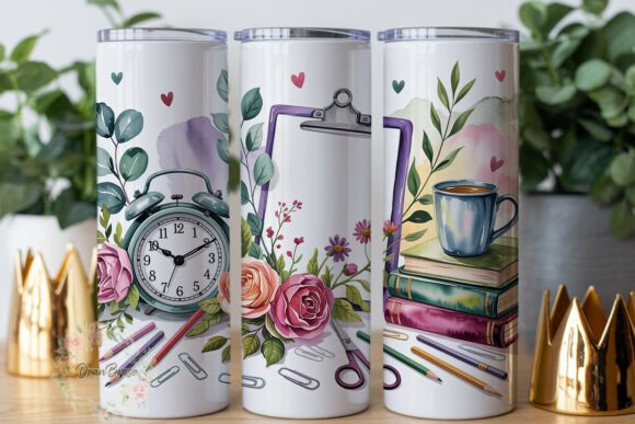 Teacher Floral Watercolor 20oz Tumbler Graphics