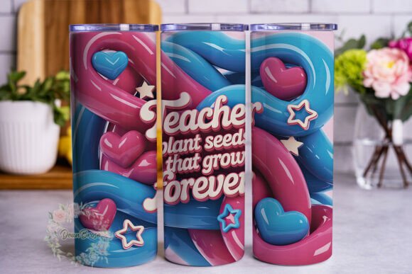 Teacher Love Hearts 20oz Tumbler Wrap Graphics