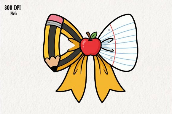 Teacher Pencil Paper Bow PNG, Teacher