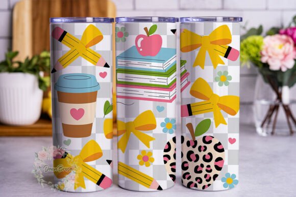 Teacher School Elements 20oz Tumbler Wrap Graphics for Digital Sellers