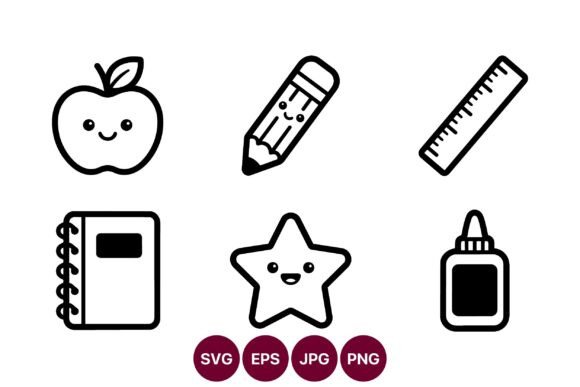 Vector Doodle School Supplies Set with Graphics